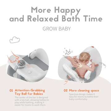 BabyBond Baby Bath Seat with Sitting & Lying 2 Modes, 3-Speed Adjustment, Powerful Suction Cups, Infant Bathtub Chair with Soft and Comfortable Towel, Folding and Hanging