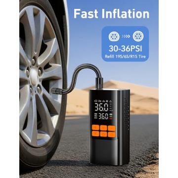 Tire Inflator Portable Air Compressor, Electric Air Pump with Digital Tire Pressure Gauge, Dual Digi...