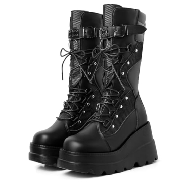 Mikarka Women's Holographic Platform Combat Boots – Stylish & Comfortable!