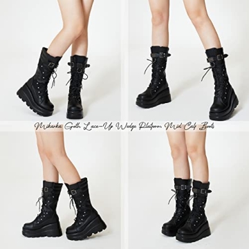 Mikarka Holographic Platform Combat Boots for Women