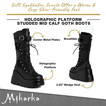 Mikarka Holographic Platform Combat Boots for Women