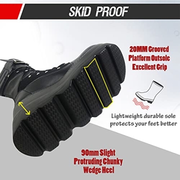 Mikarka Holographic Platform Combat Boots for Women