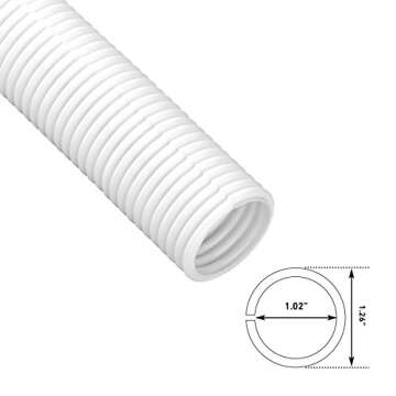 D-Line White 43in Cable Sleeve, Flexible Wire Protector Tubing, Split Electrical Conduit, Plastic PC...
