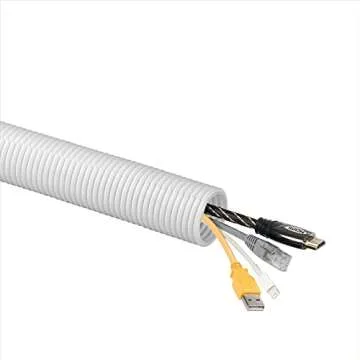 D-Line White 43in Cable Sleeve, Flexible Wire Protector Tubing, Split Electrical Conduit, Plastic PC Cable Management Tube, Cord Sheath, TV Loom Tubing - 1.26in Diameter, 43-inch Length