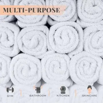 Wealuxe White Washcloths for Body and Face Towel, Cotton Wash Cloths Bulk 24 Pack, Flannel Spa Fingertip Wash Clothes 12x12 Inch, Soft Absorbent Gym Towels