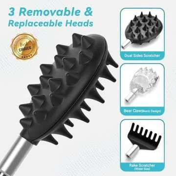 Telescoping Back Scratcher with 3Pcs Detachable Heads, Gifts for Christmas, Stocking Stuffers Birthd...