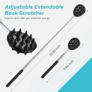 Telescoping Back Scratcher with 3Pcs Detachable Heads, Gifts for Christmas, Stocking Stuffers Birthday Gifts for Men, Women, Him, Her, Dad