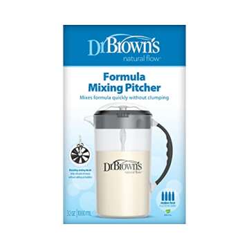 Dr. Brown's Baby Formula Mixing Pitcher with Adjustable Stopper, Locking Lid & No Drip Spout, Black, BPA Free, 36oz, 1 Pack