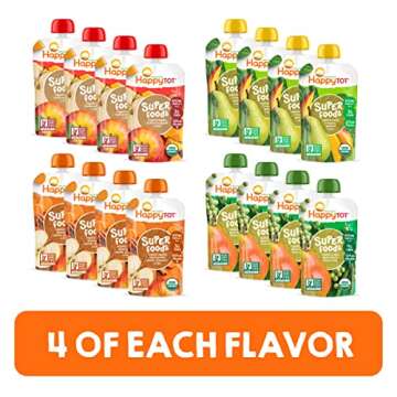 Happy Tot Organics Stage 4 Baby Food Pouches, Gluten Free, Vegan Snack, SuperFoods Fruit & Veggie Pu...