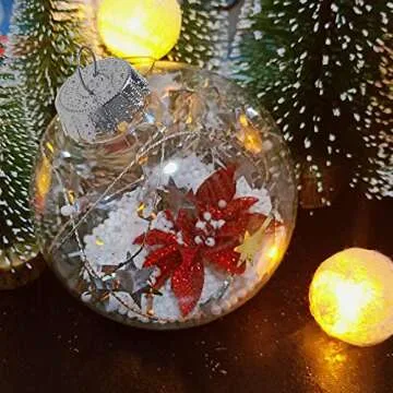 HahaGo Christmas Clear Baubles Transparent Ball Plastic Fillable Sphere Ornament for Xmas Tree/Home Decoration/Wedding/Birthday/Party/Gift Box etc (6cm, Set of 12Pcs with lid)(Round)