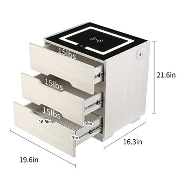 OLD CAPTAIN Modern Nightstand with LED Lights & Charging