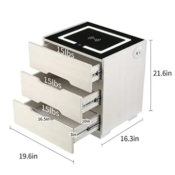 OLD CAPTAIN Modern Nightstand with LED Lights & Charging