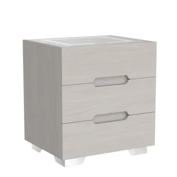 OLD CAPTAIN Modern Nightstand with LED Lights & Charging