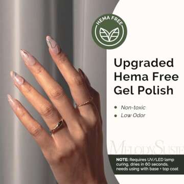 MelodySusie Hema Free Gel Nail Polish 0.5 Fl Oz - Non Toxic Long Lasting UV Gel for DIY Nail Art