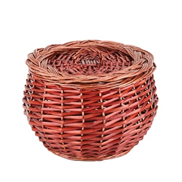 Wicker Storage Basket with Lid for Food Organizing