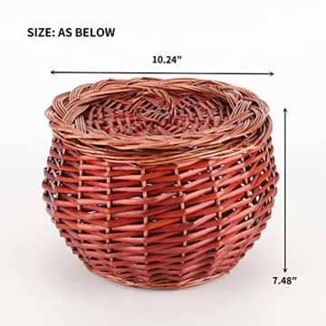 Wicker Storage Basket with Lid for Food Organizing