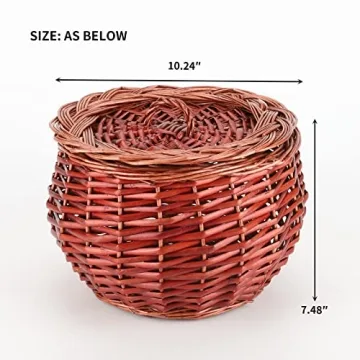 Wicker Storage Basket with Lid for Food Organizing