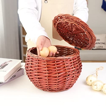 Wicker Storage Basket with Lid for Food Organizing