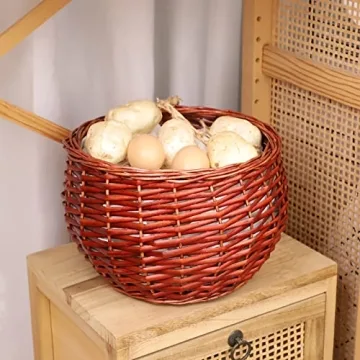 Wicker Storage Basket with Lid for Food Organizing
