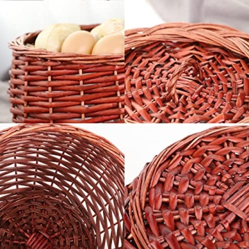 Wicker Storage Basket with Lid for Food Organizing