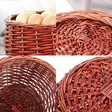 Wicker Storage Basket with Lid for Food Organizing