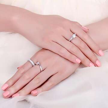 JewelryPalace Vintage Engagement Rings for Women, 14K Gold Plated 925 Sterling Silver Cubic Zirconia Promise Rings for Her, Anniversary Celtic Knot Princess Cut Solitaire Simulated Diamond Ring Size 7