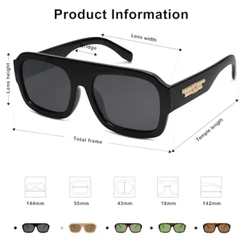 SOJOS Trendy Square Aviator Sunglasses Polarized UV400 Protection