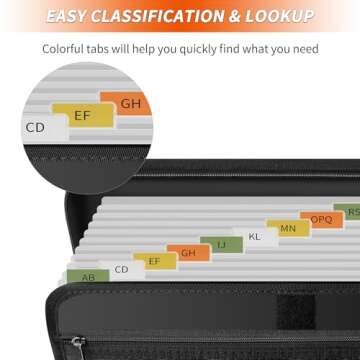 Hontom Accordion File Organizer,13 Pockets Fireproof Expanding File Folder with Multi Pockets,Portable Business Fire Safe Storage Document Organizer Folder with Zipper for Documents and File