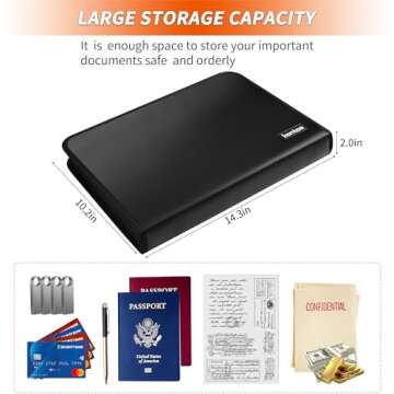 Hontom Accordion File Organizer,13 Pockets Fireproof Expanding File Folder with Multi Pockets,Portable Business Fire Safe Storage Document Organizer Folder with Zipper for Documents and File