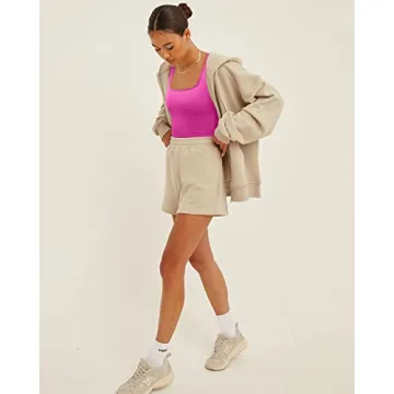 OQQ Women's 3 Piece Crop Top Workout Set in Rose