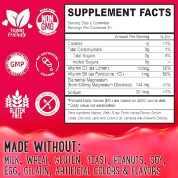 Vegan Magnesium Glycinate Gummies Sleep Relaxation Non-GMO