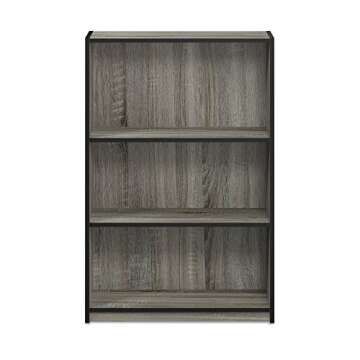 FURINNO JAYA Simple Home 3-Tier Adjustable Shelf Bookcase, French Oak Grey