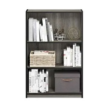 FURINNO JAYA Simple Home 3-Tier Adjustable Shelf Bookcase, French Oak Grey