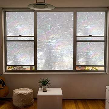 3D Rainbow Window Privacy Film - UV Blocking Decorative Clings for Home Office 17.7x39.4 inches
