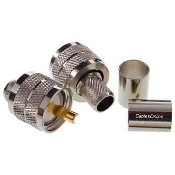 CablesOnline, UHF PL-259 Male Crimp Type Connector for 50-Ohm RG8/RG213/LMR400 Coax Wire (2 Pack)