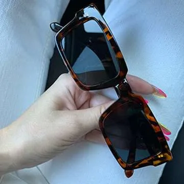 TIANYESY Sunglasses For Women Minimalist Classic Design Fashion UV400 Square Sun Glasses Unisex TY2984 (Leopard)
