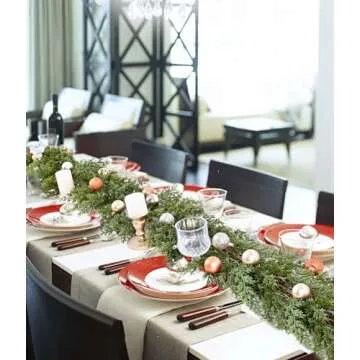 JoyHome 9FT Pine Christmas Garland, Christmas Greenery Garland,Realistic Cedar Garland Cypress Garland for Home Holiday Mantel Fireplace Table Centerpiece Decoration