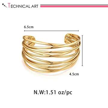 LILIE&WHITE Gold Cuff Bangle Bracelet For Women Gold Line Web Cuff Bracelet Chunky Gold Cuffs Cute Bangle Bracelet