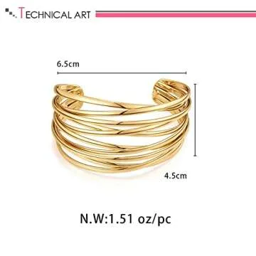 LILIE&WHITE Gold Cuff Bangle Bracelet For Women Gold Line Web Cuff Bracelet Chunky Gold Cuffs Cute Bangle Bracelet