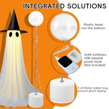 5 FT USB Powered Halloween Ghost Decor Kit with Remote