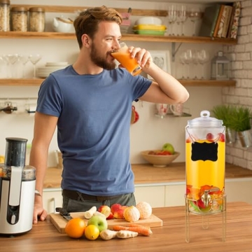 Stylish 1.5 Gallon Glass Beverage Dispenser with Stand