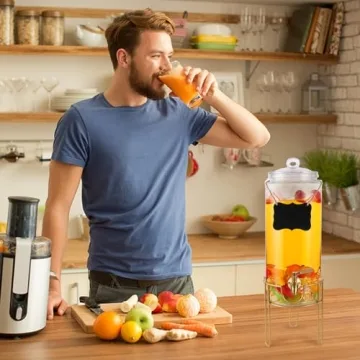 Stylish 1.5 Gallon Glass Beverage Dispenser with Stand