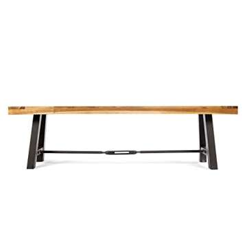 Christopher Knight Home Catriona Outdoor Acacia Wood Bench with Metal Accents, Teak Finish / Rustic Metal 14. 50 x 63 x 17. 75 inches
