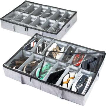 Under Bed Shoe Storage Organizer Set – 24 Pairs