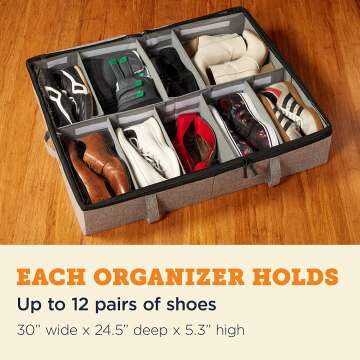 Under Bed Shoe Storage Organizer Set – 24 Pairs