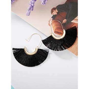 Stylish 3 Pairs Fan Tassel Earrings for Women