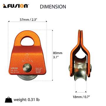 Fusion Climb Micro Aluminum Side Swing Pulley - Ideal for Zipline, Trolly, and Arborist