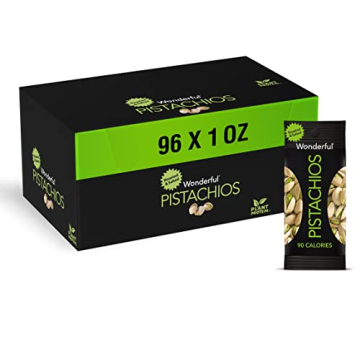 Wonderful Pistachios In Shell, Roasted & Salted Nuts, 1 Ounce Bag (Pack of 96), Protein Snacks, On-t...