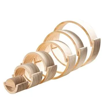 MERRYHEART Wooden Rainbow Stacking Toy, 12 Piece Natural Wood Rainbow Stacker, Extra Large Rainbow Stacking Toy, Nesting Puzzle Building Blocks Educational Toys for Kids Toddlers