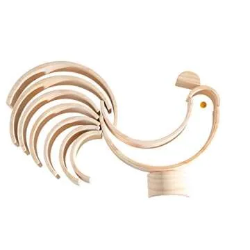 MERRYHEART Wooden Rainbow Stacking Toy, 12 Piece Natural Wood Rainbow Stacker, Extra Large Rainbow Stacking Toy, Nesting Puzzle Building Blocks Educational Toys for Kids Toddlers